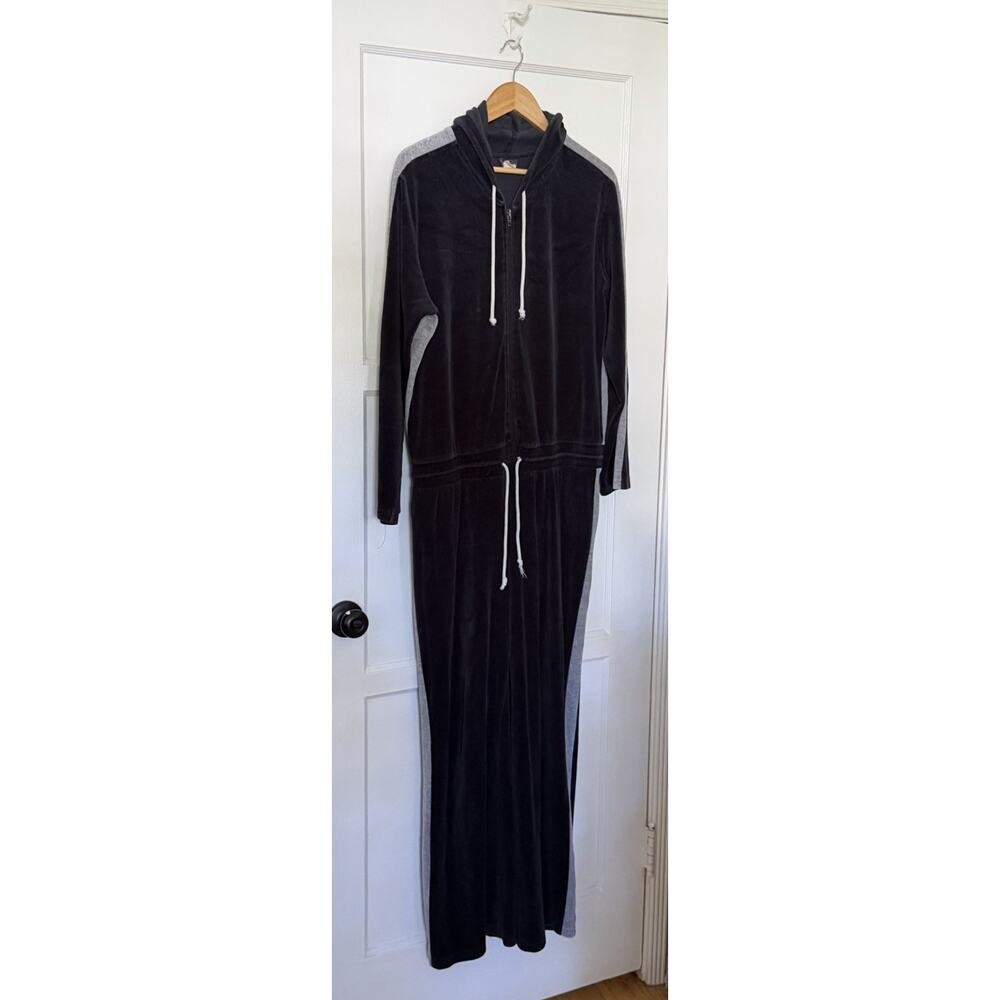 Vintage‎ Y2K 90s Jumpsuit Long Sleeve Hoodie Unisex Women XL Men S/M Navy Grey